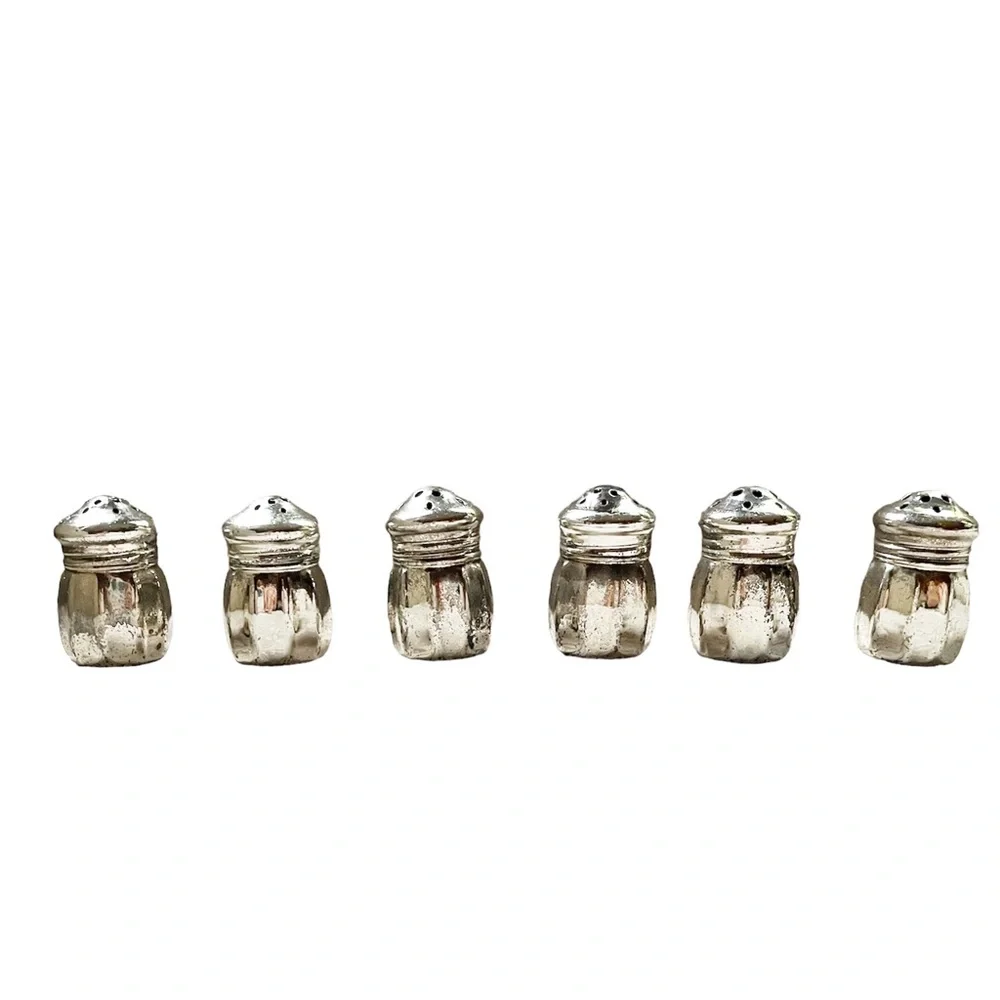 Beautiful Set of 6 Silver-Plated Individual Salt & Pepper Shakers